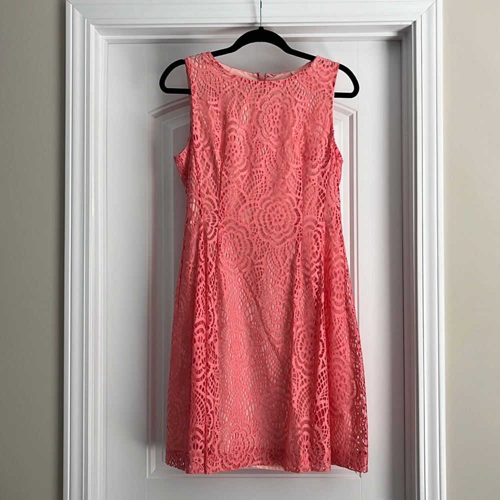 Beautiful Pink Dress with Lace Overlay
